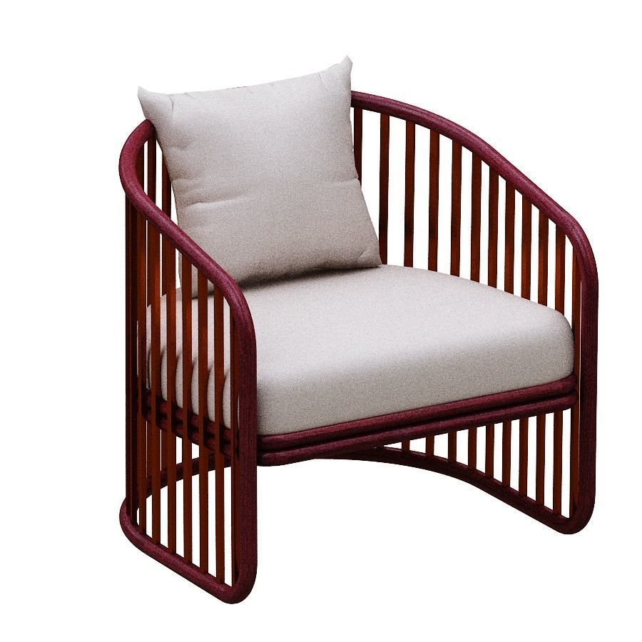 Armchairs set lounge chair made of rattan and wicker 3D model_11