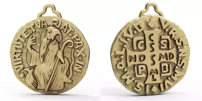Saint Benedict Original old medal Sao Bento 3D print model