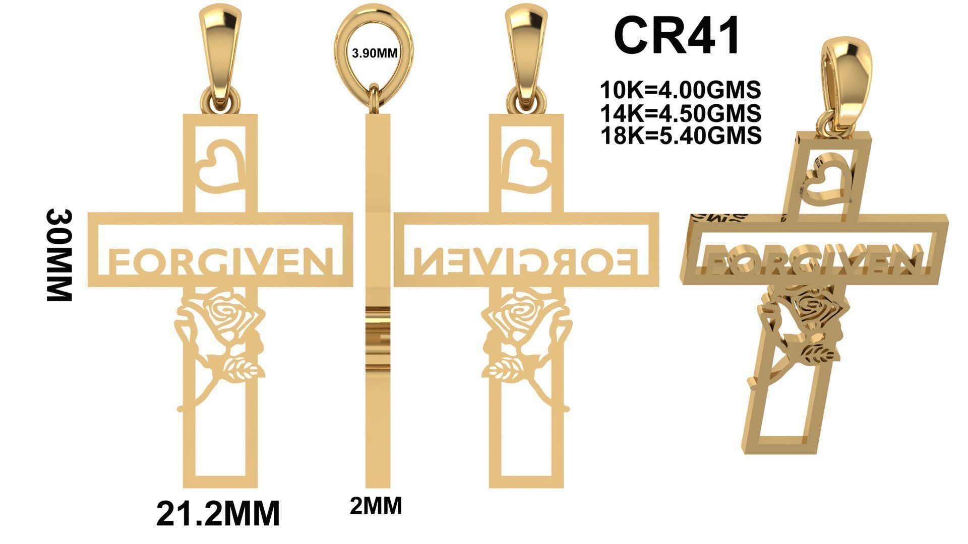 CROSS PENDANT CR41 3D print model_6