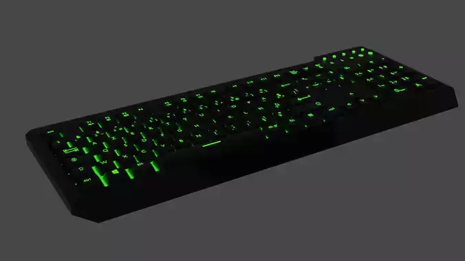Black keyboard with green lights