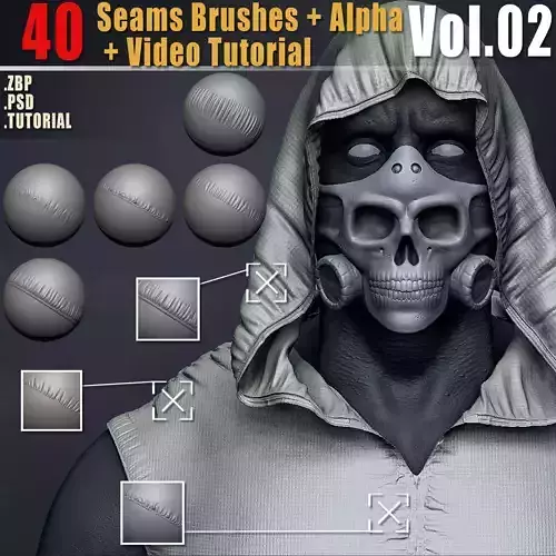 40 Seams Brushes Alpha  Video Tutorial Vol02