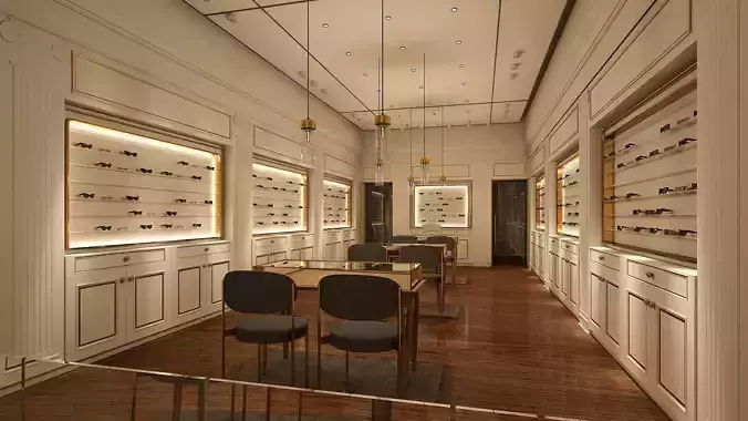 Optic interior and exterior shop 3d model