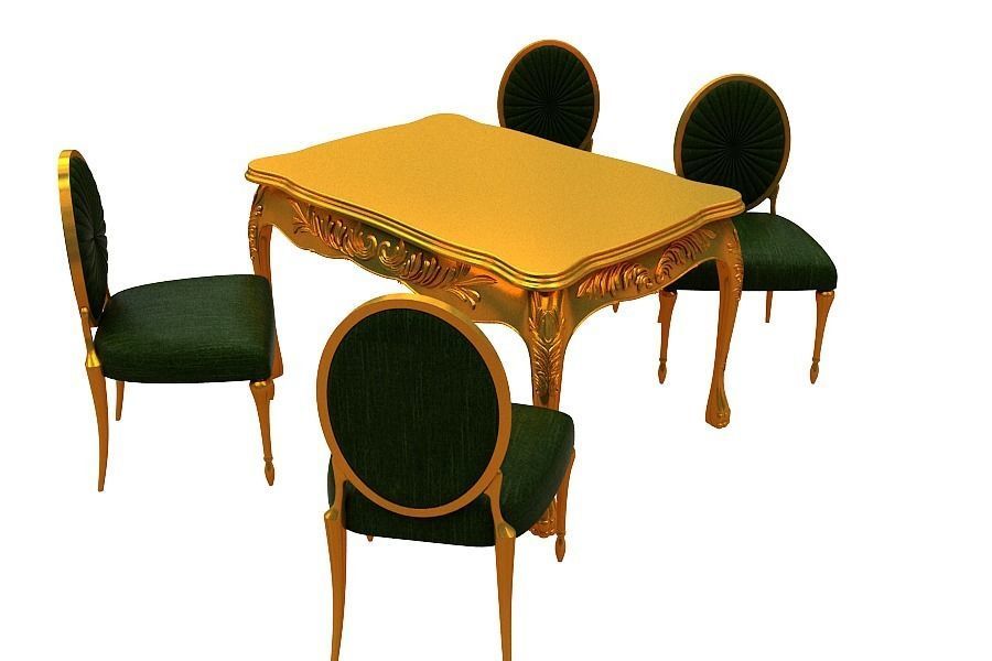 Classical Dining set Low-poly 3D model_3