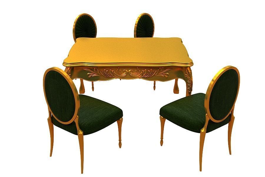 Classical Dining set Low-poly 3D model_4