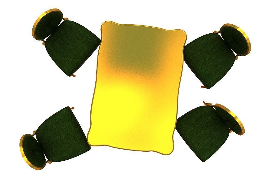 Classical Dining set Low-poly 3D model_8