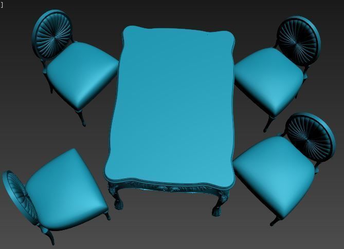 Classical Dining set Low-poly 3D model_14