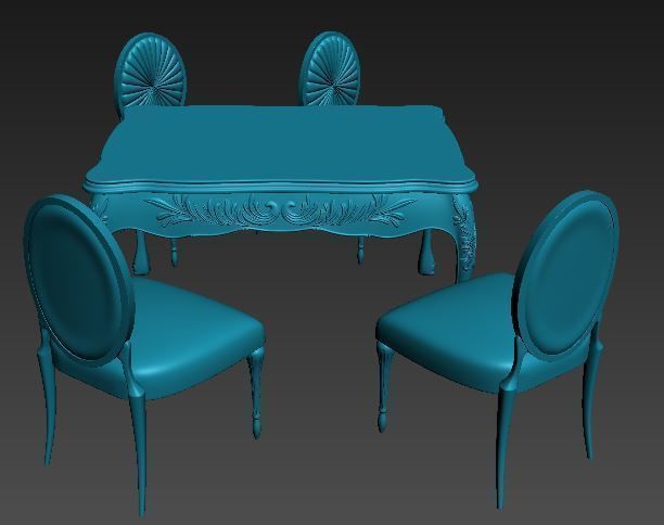 Classical Dining set Low-poly 3D model_13