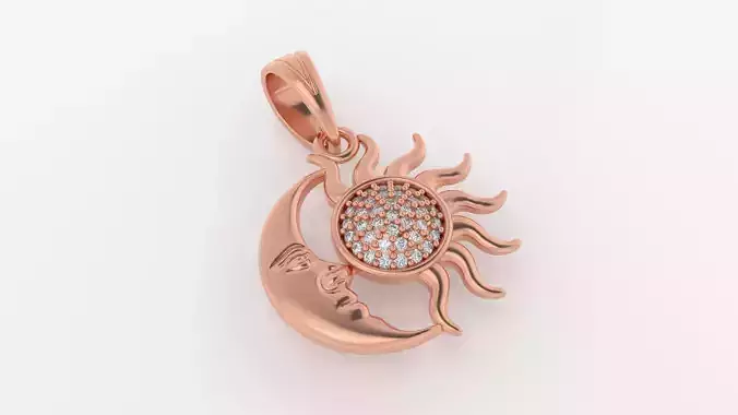 3dm and stl sun pendant printable jewelry model