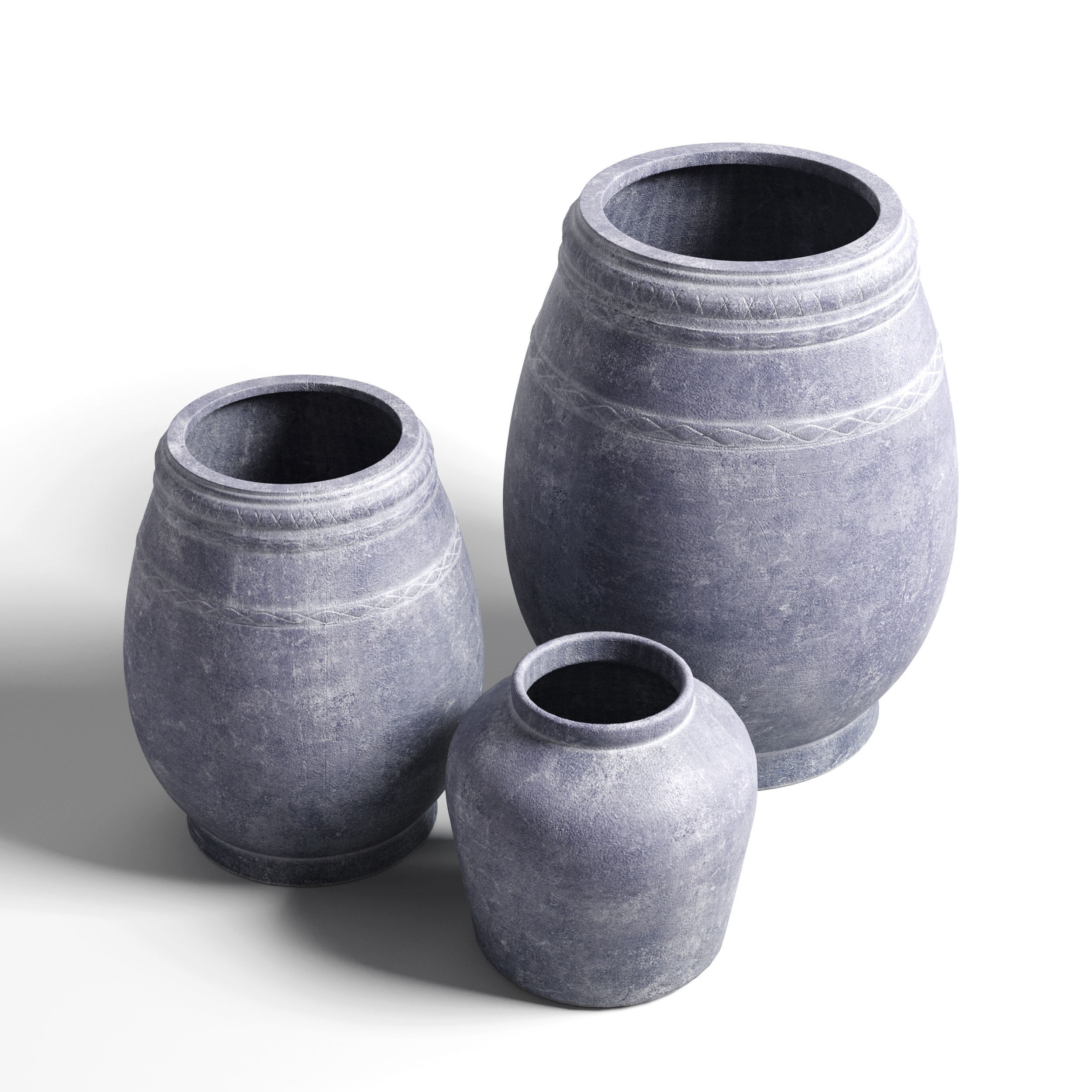 Medium Grey Rustic Farmhouse Concrete Vase Low-poly 3D model_1