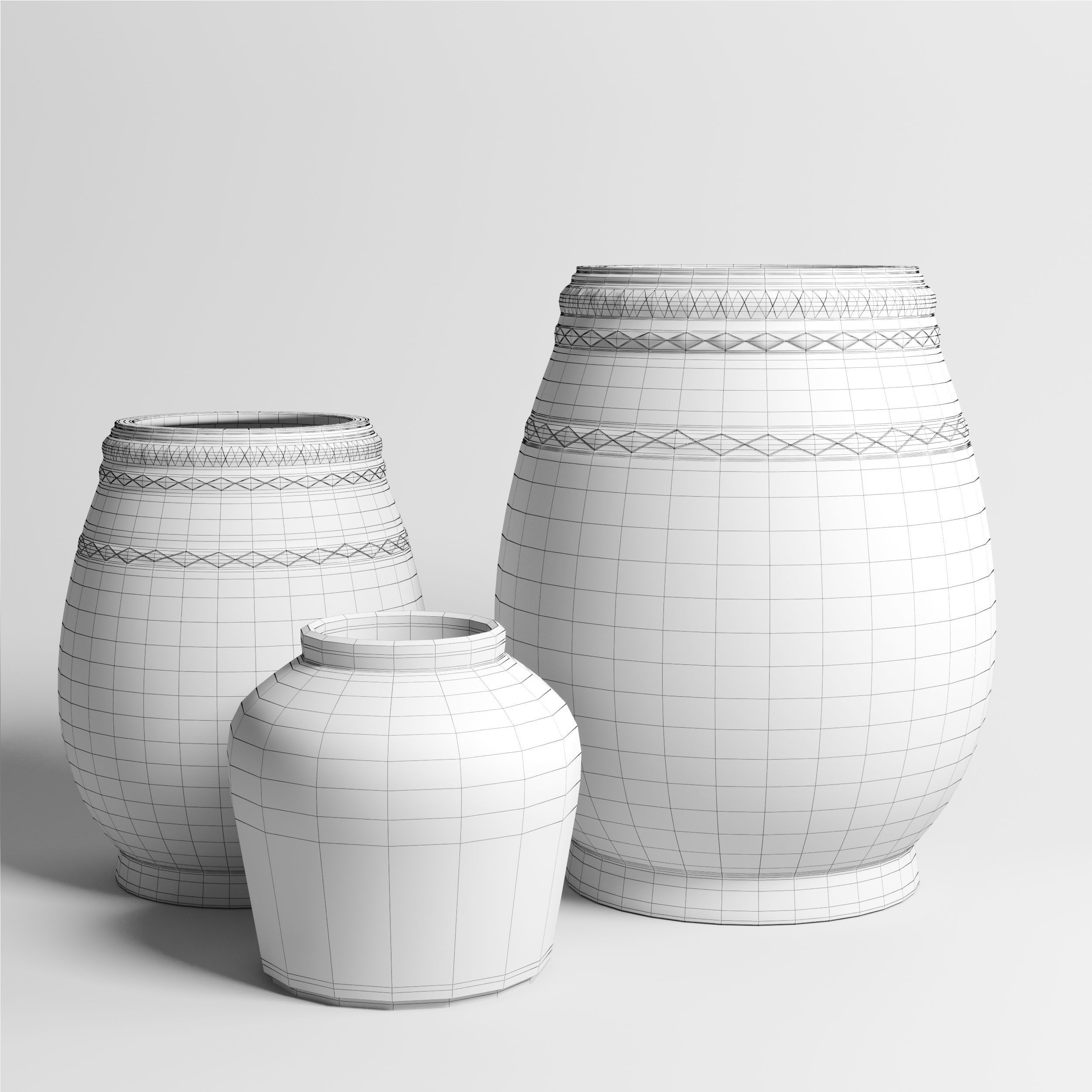 Medium Grey Rustic Farmhouse Concrete Vase Low-poly 3D model_2