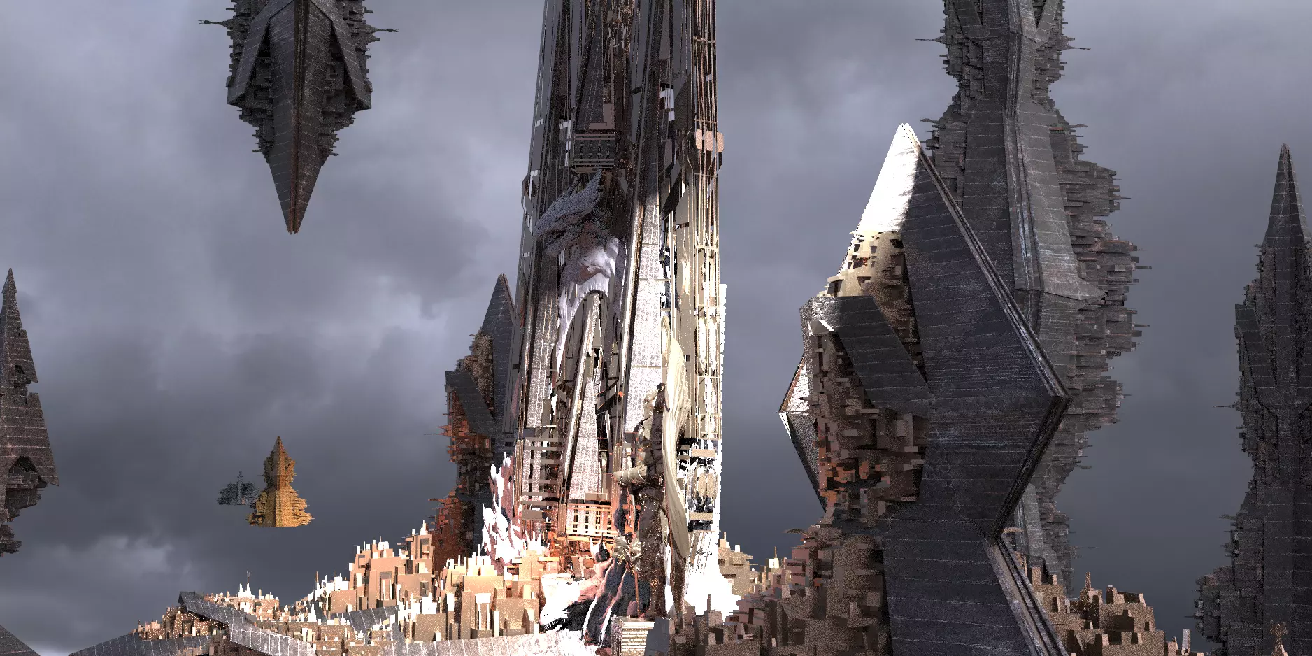 Arch Dragon Tower Gateway Kit bash 3D model_0