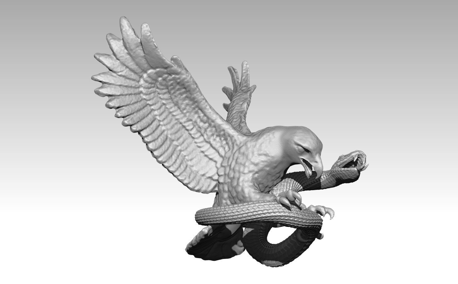 Eagle with snake statue 3D print model_1