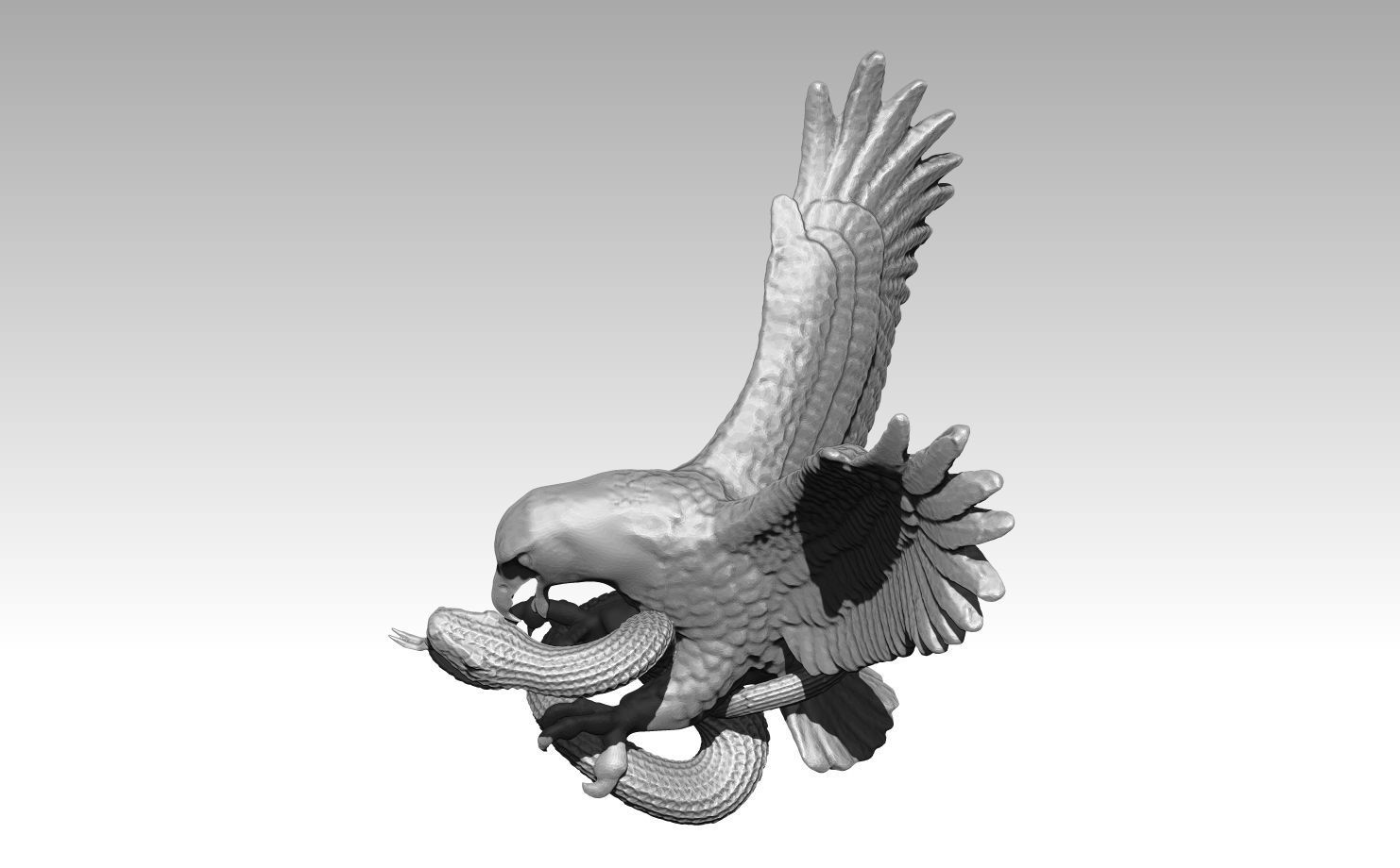 Eagle with snake statue 3D print model_2