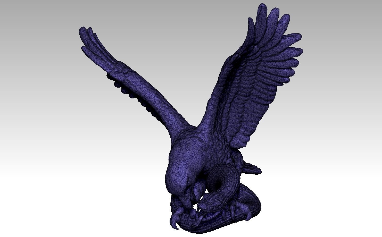 Eagle with snake statue 3D print model_4