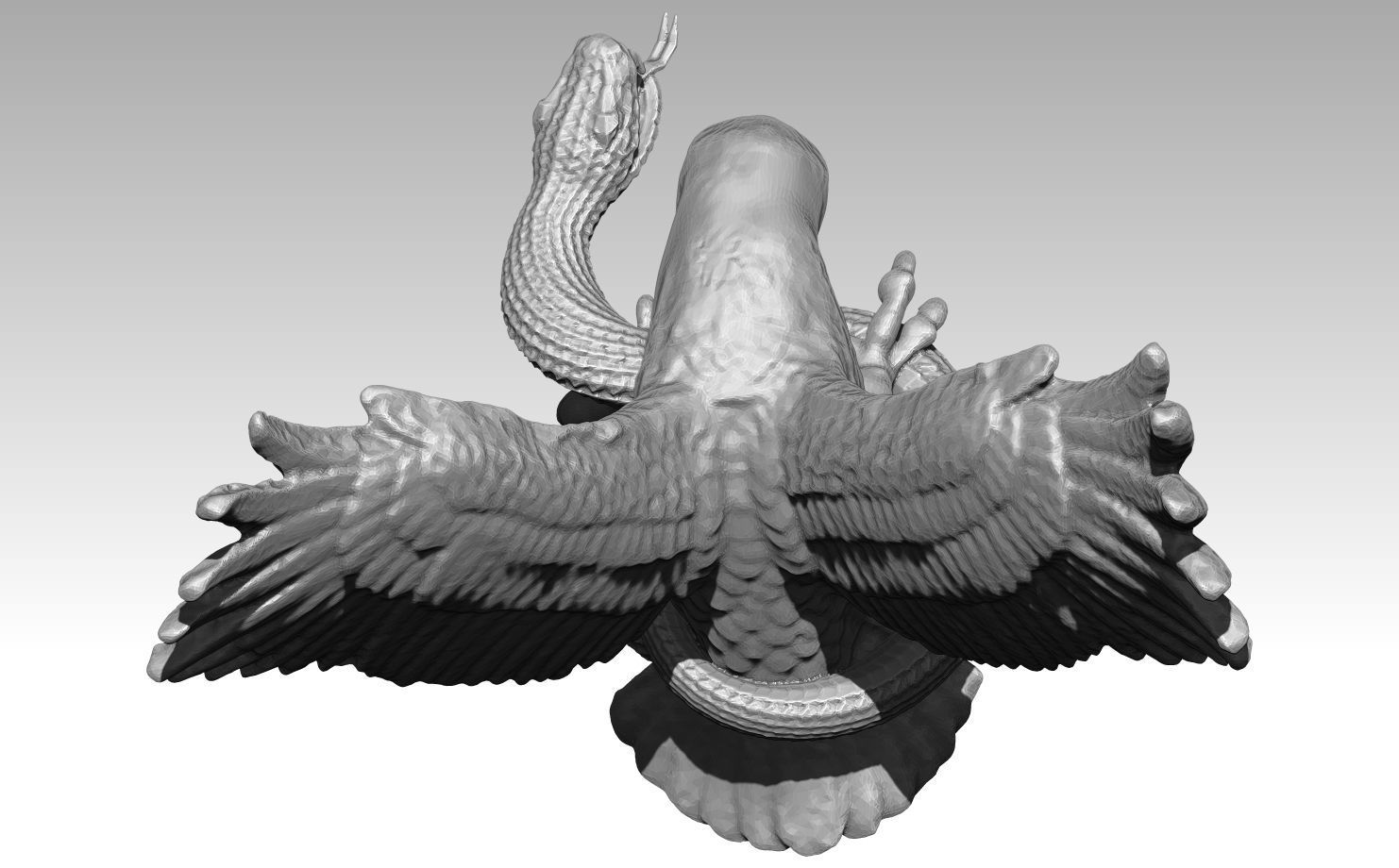 Eagle with snake statue 3D print model_3