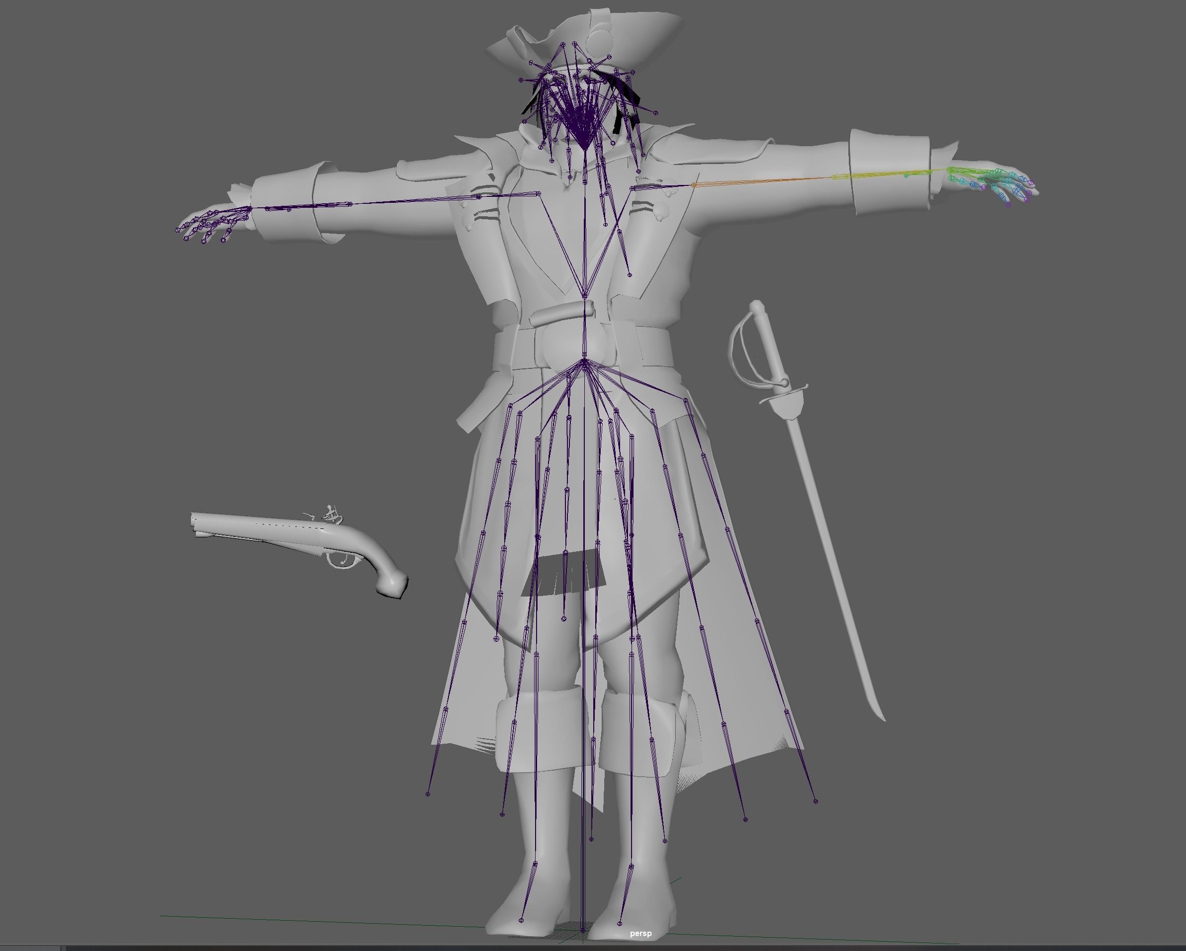 Captain Pirate Rig - with Gun and sword Low-poly 3D model_9