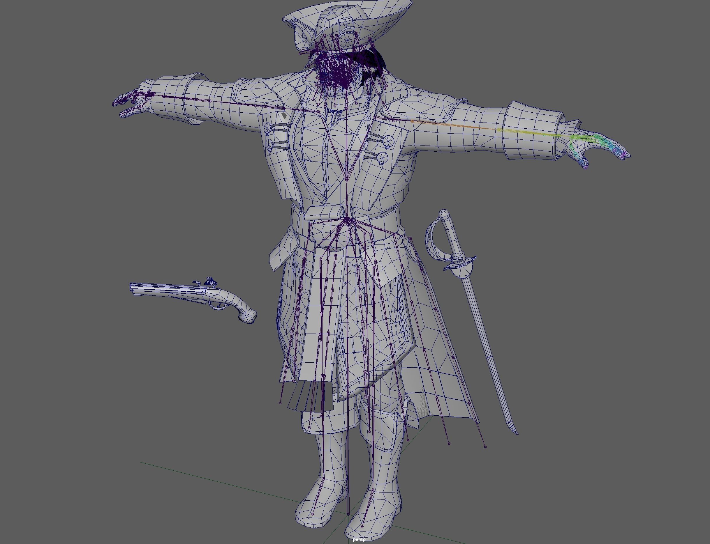 Captain Pirate Rig - with Gun and sword Low-poly 3D model_17