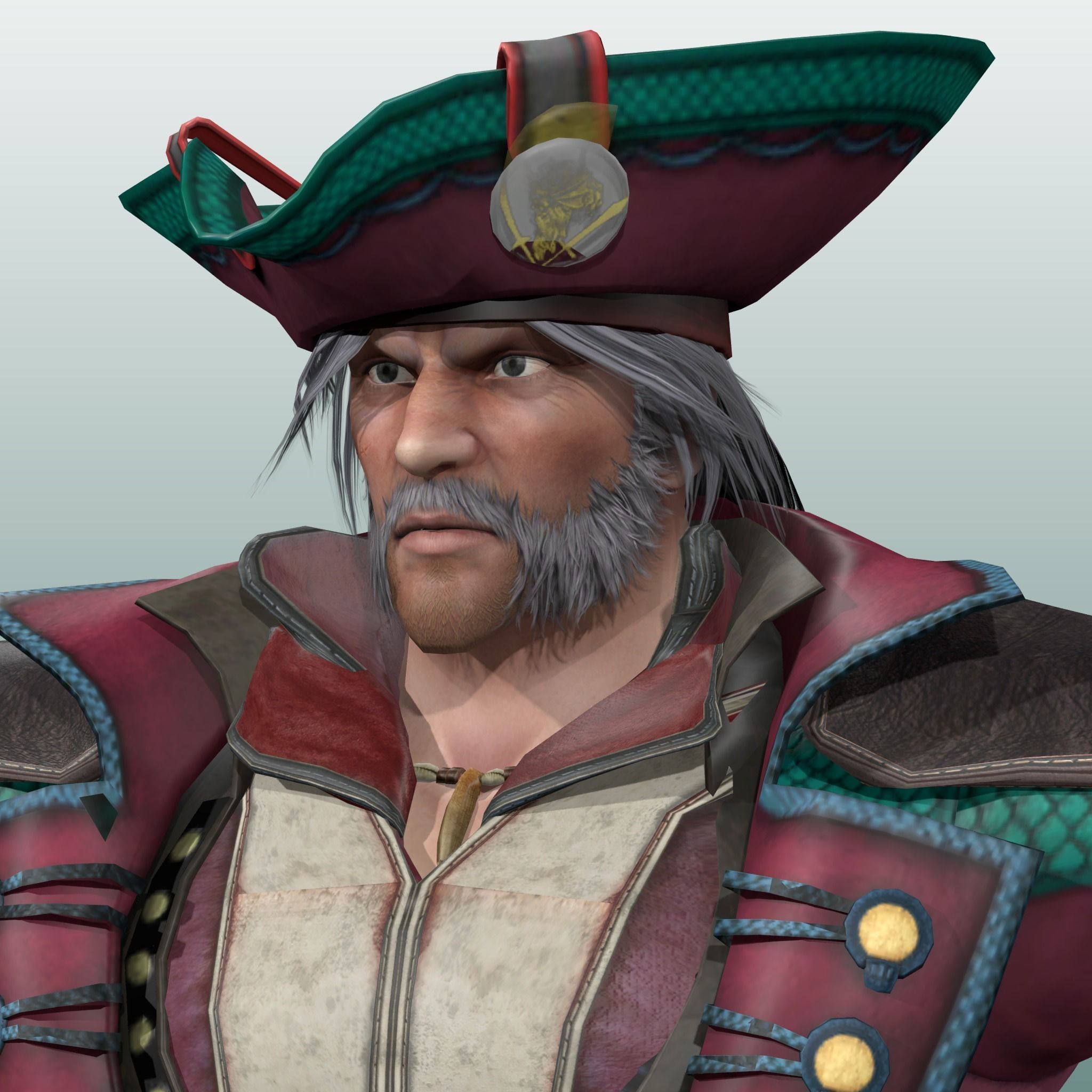 Captain Pirate Rig - with Gun and sword Low-poly 3D model_4