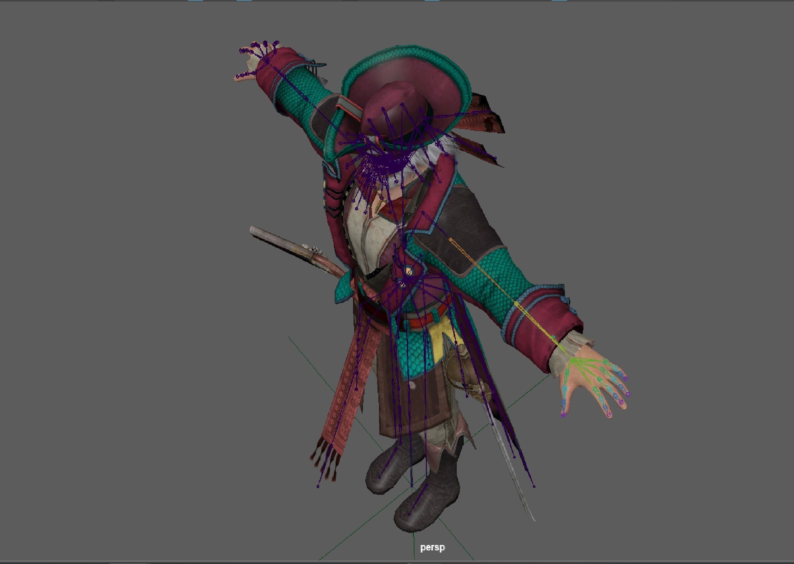 Captain Pirate Rig - with Gun and sword Low-poly 3D model_19