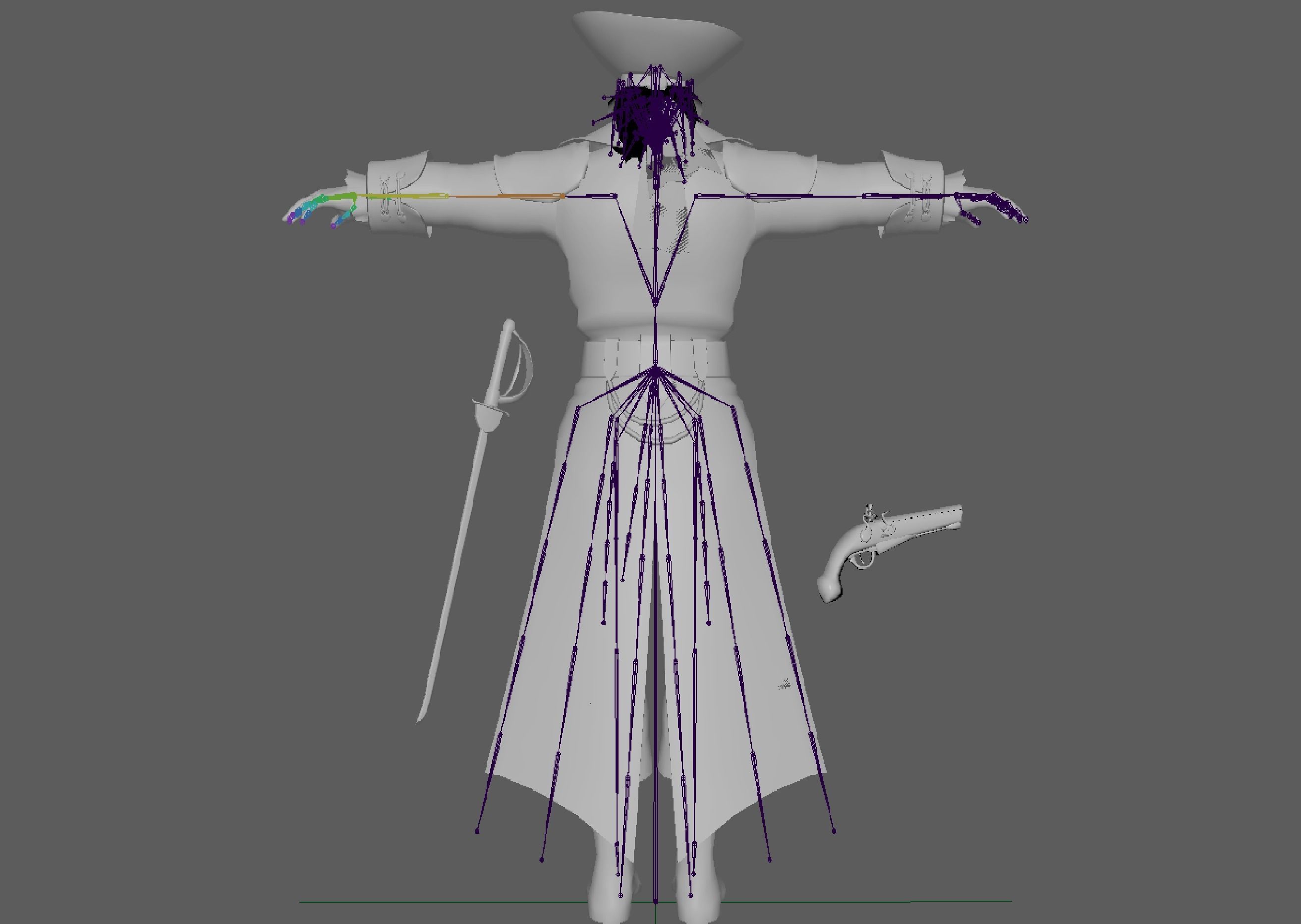 Captain Pirate Rig - with Gun and sword Low-poly 3D model_13