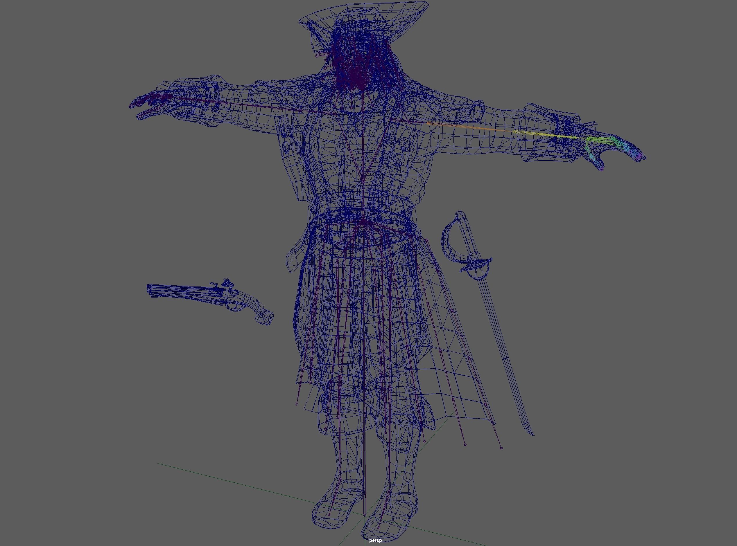 Captain Pirate Rig - with Gun and sword Low-poly 3D model_21