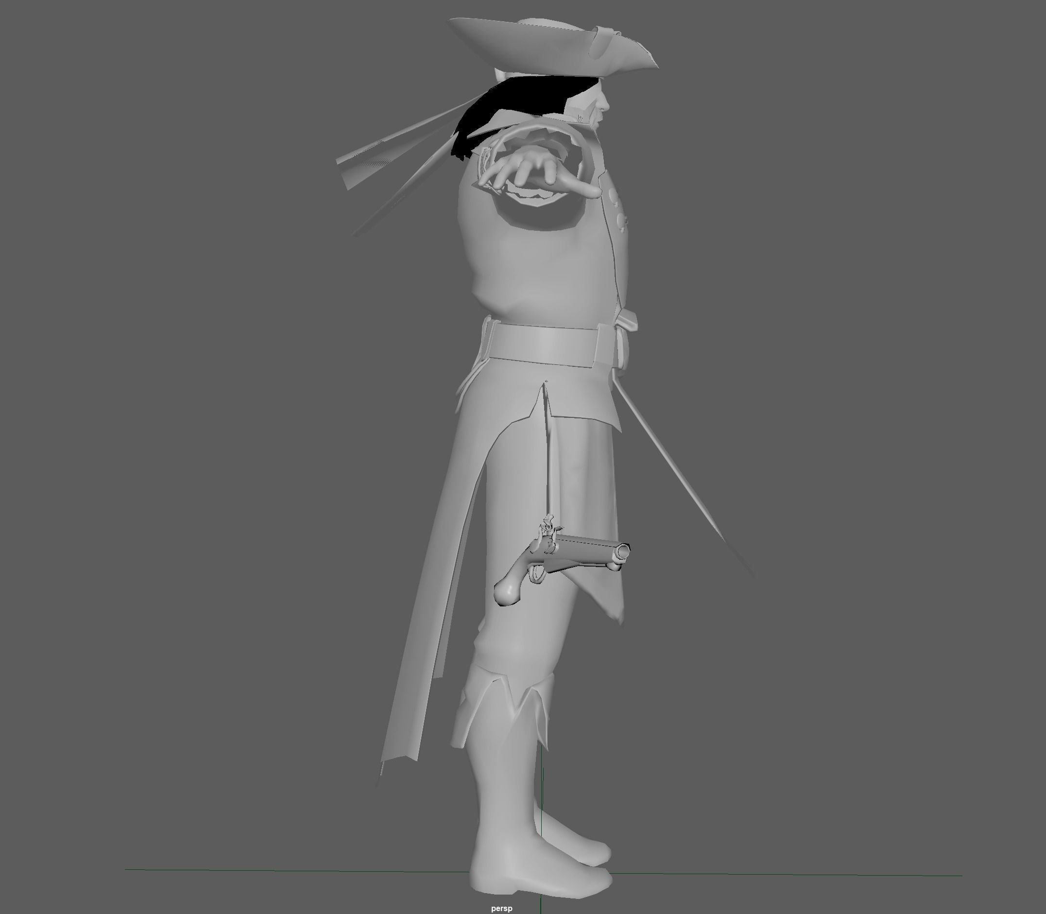 Captain Pirate Rig - with Gun and sword Low-poly 3D model_8