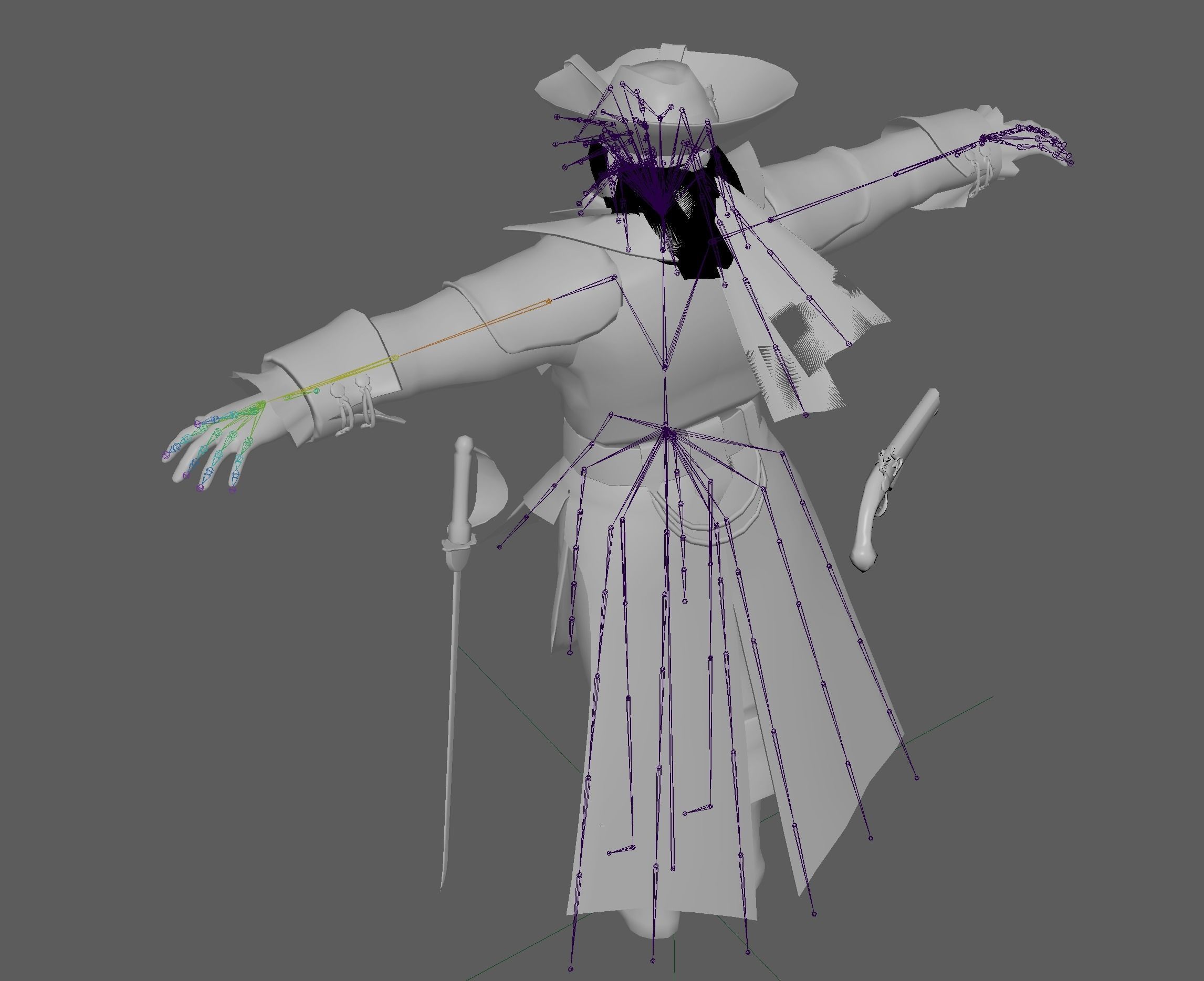 Captain Pirate Rig - with Gun and sword Low-poly 3D model_14