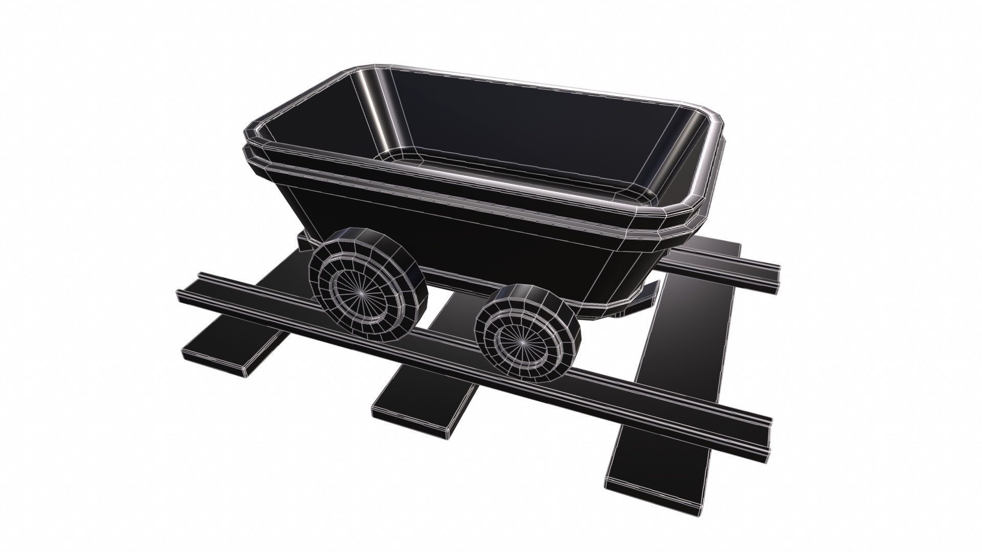 Stylized MineCart Free low-poly 3D model_14