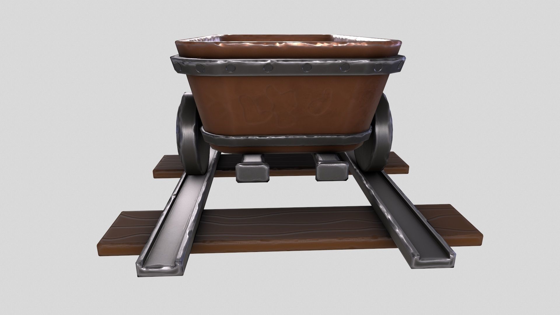 Stylized MineCart Free low-poly 3D model_7