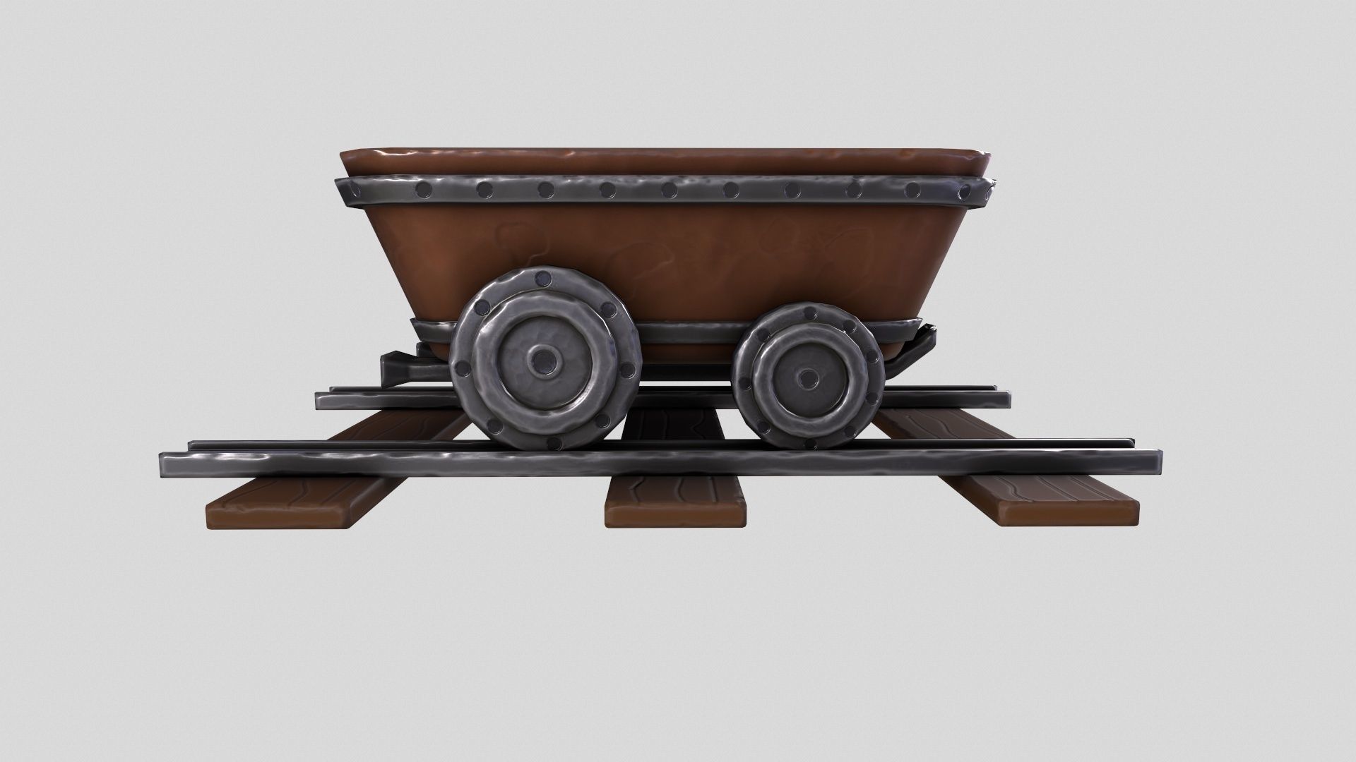 Stylized MineCart Free low-poly 3D model_2