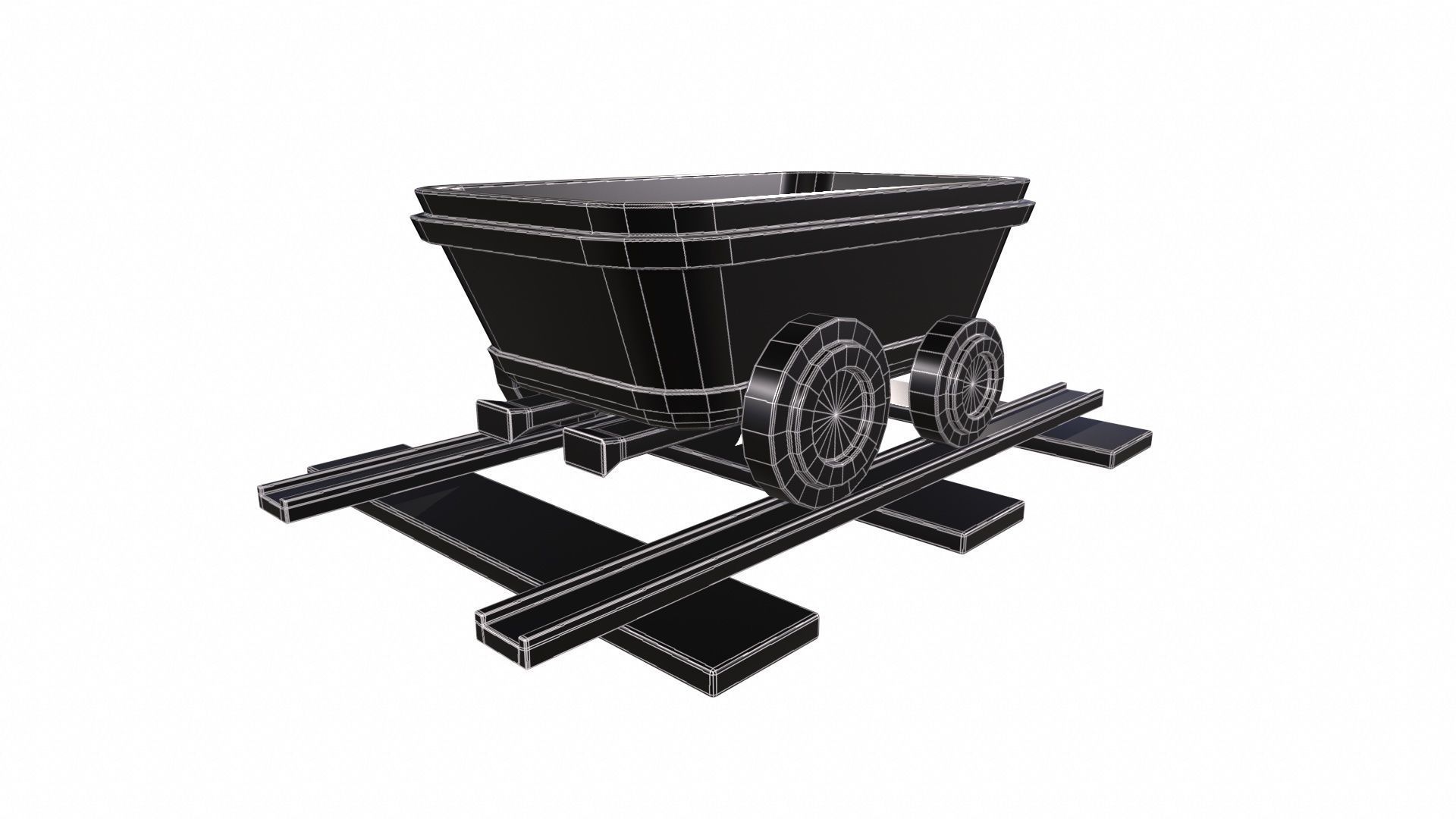 Stylized MineCart Free low-poly 3D model_9