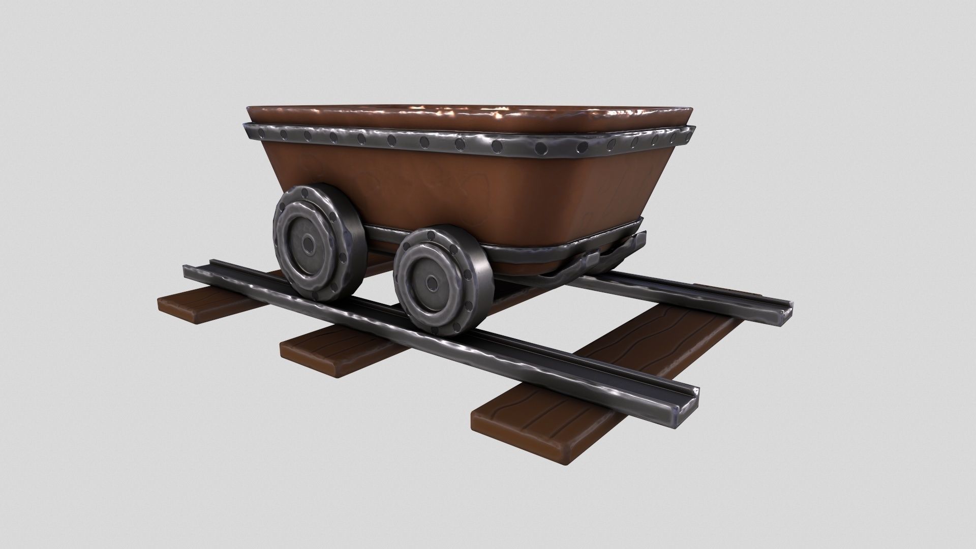 Stylized MineCart Free low-poly 3D model_3