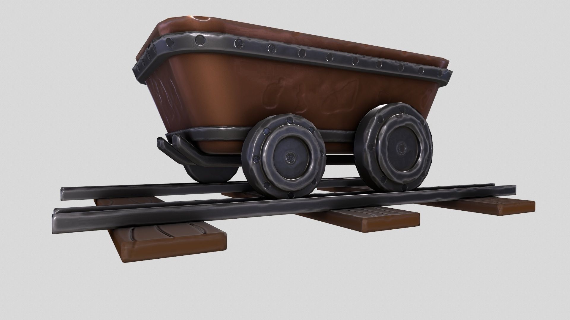 Stylized MineCart Free low-poly 3D model_5