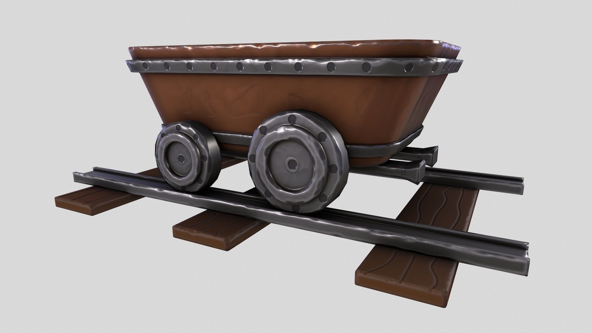 Stylized MineCart Free low-poly 3D model_6