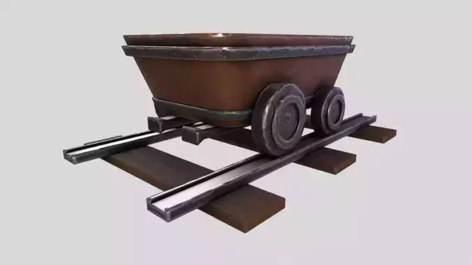 Stylized MineCart Free low-poly 3D model