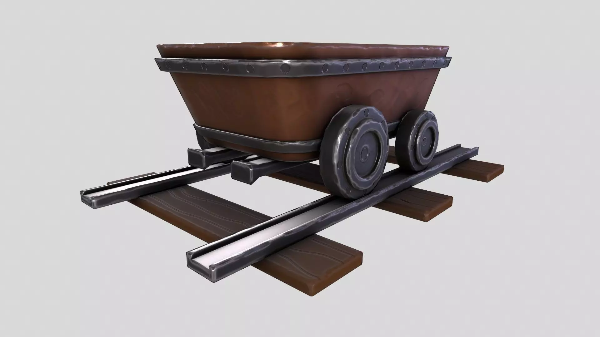 Stylized MineCart Free low-poly 3D model_0