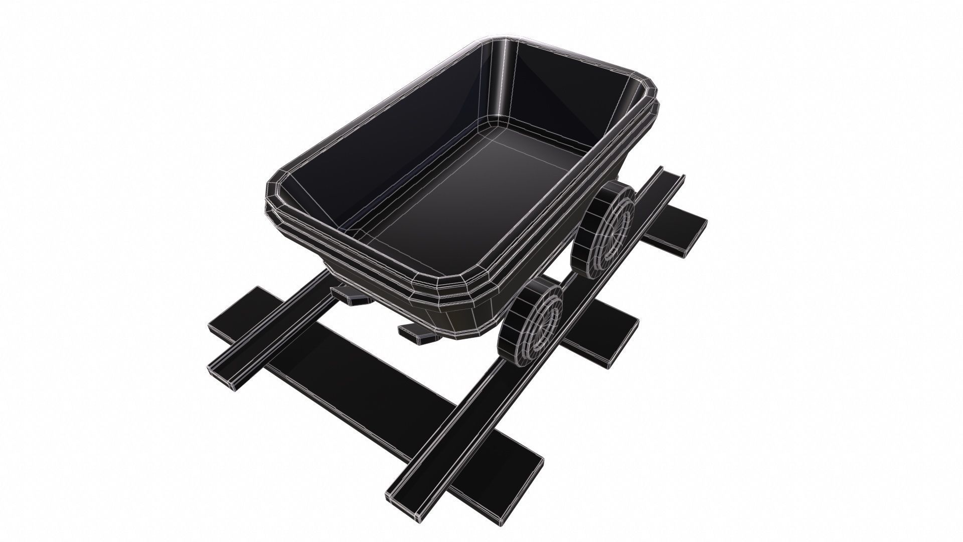 Stylized MineCart Free low-poly 3D model_13