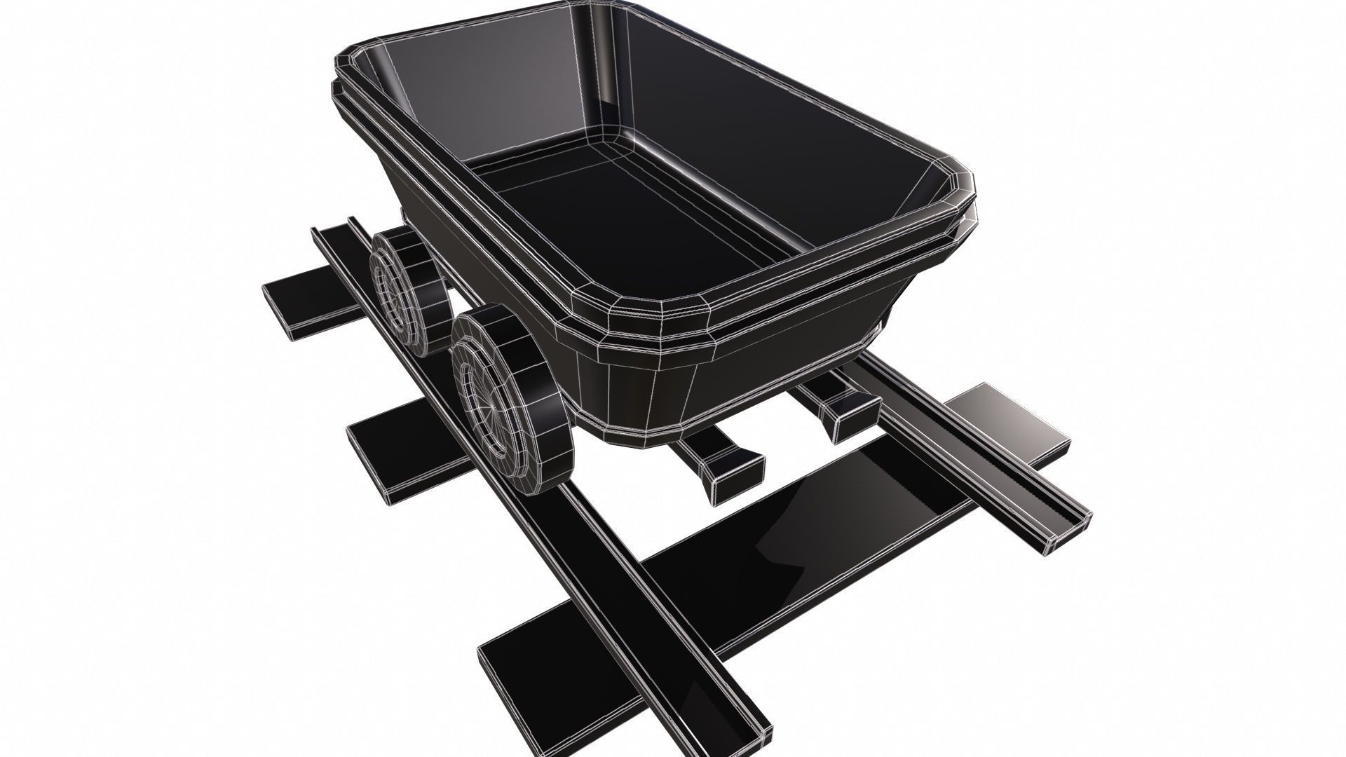 Stylized MineCart Free low-poly 3D model_12