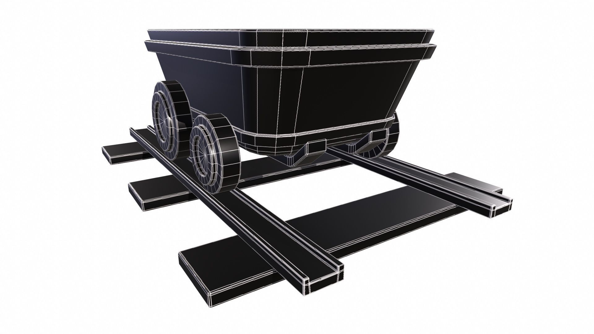 Stylized MineCart Free low-poly 3D model_10