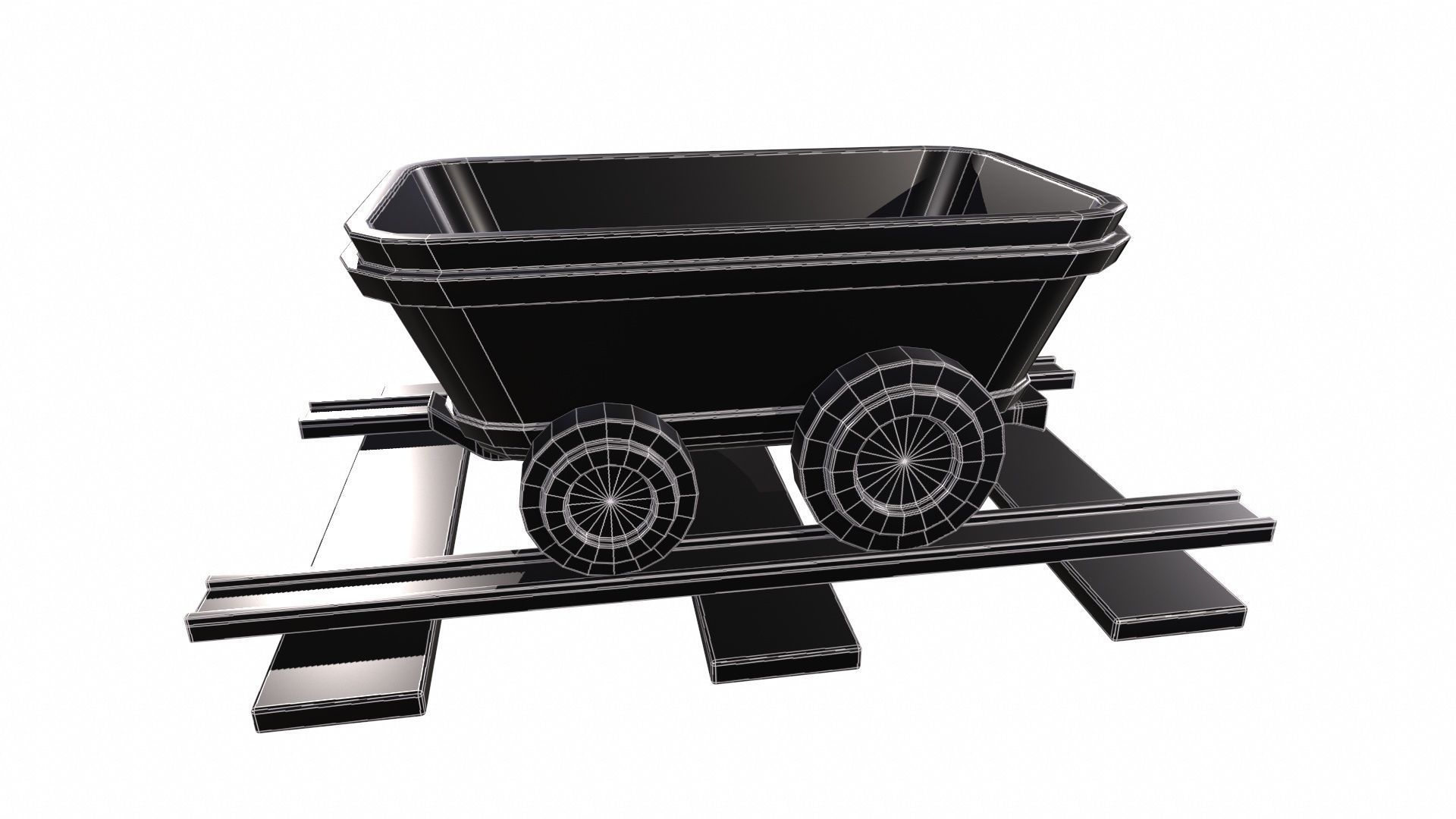 Stylized MineCart Free low-poly 3D model_11