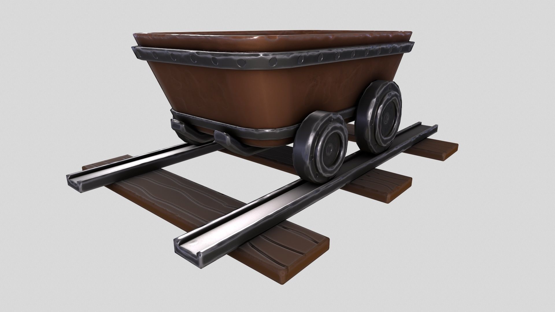 Stylized MineCart Free low-poly 3D model_4