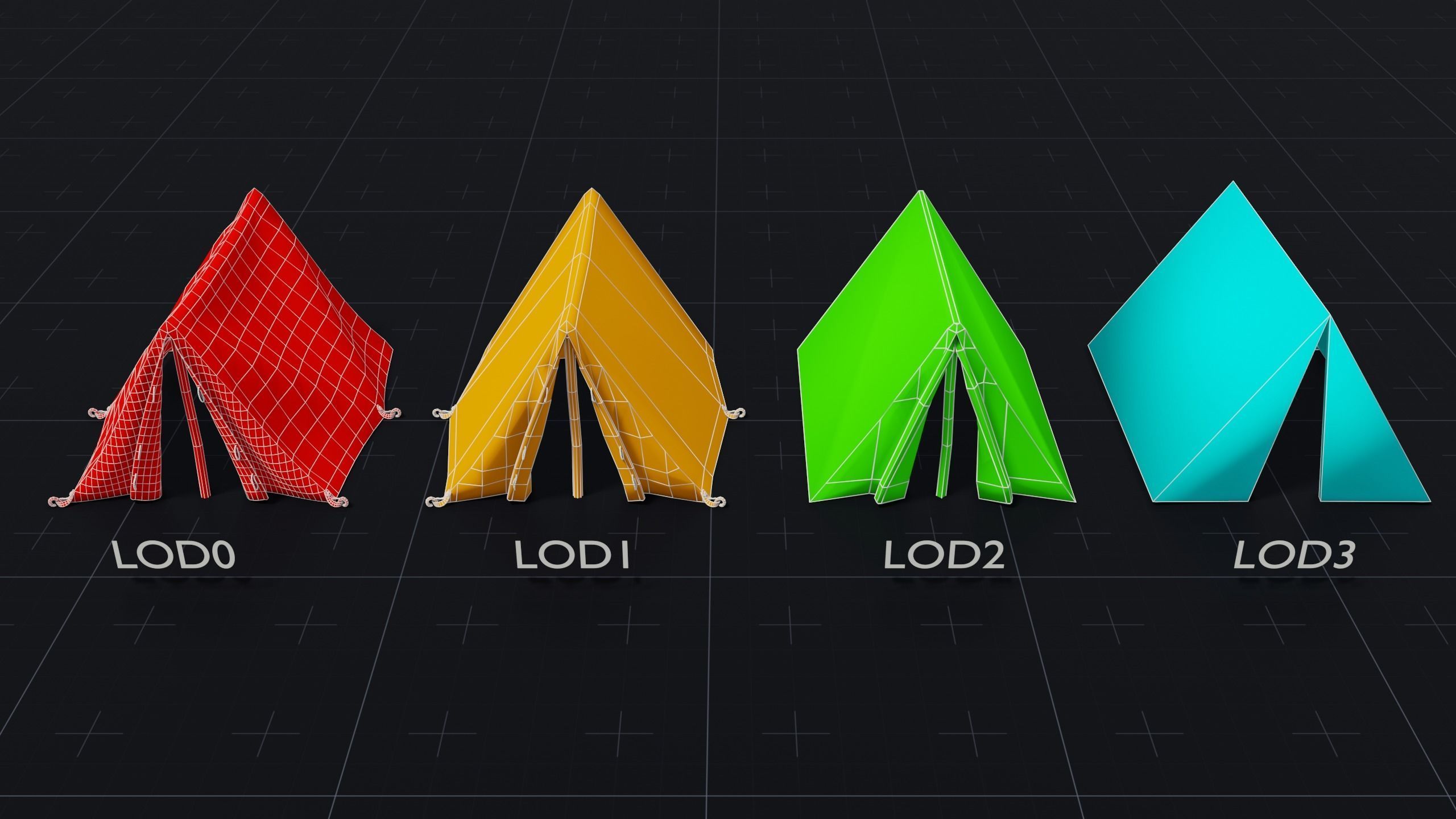 Camping Tent Low-poly 3D model_14