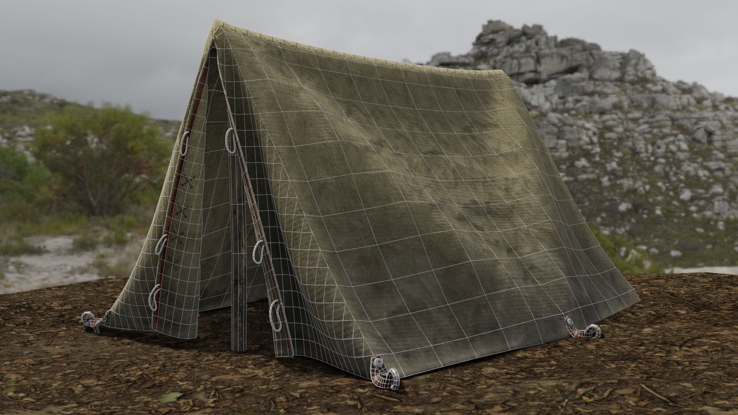 Camping Tent Low-poly 3D model_12