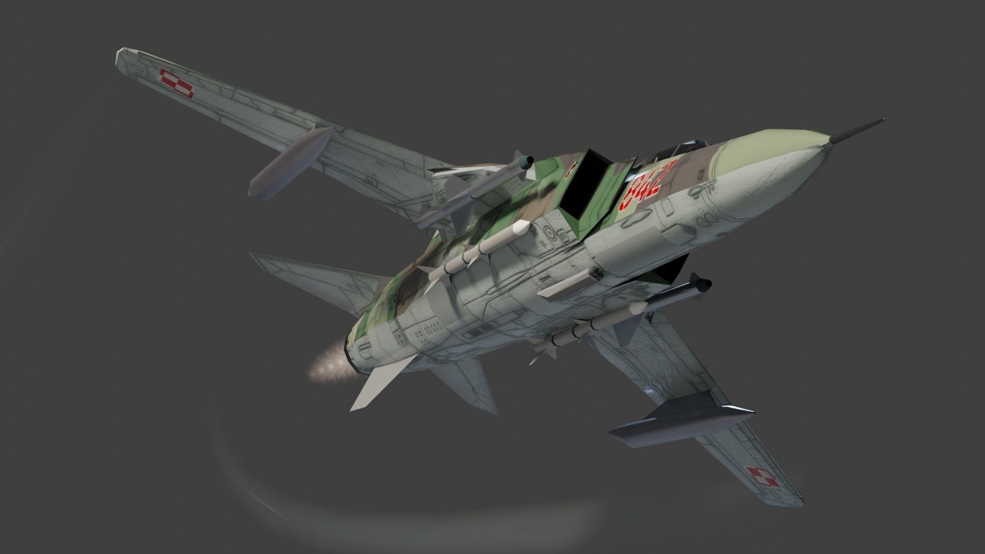 MIG-23 Flogger jet fighter Low-poly 3D model_10