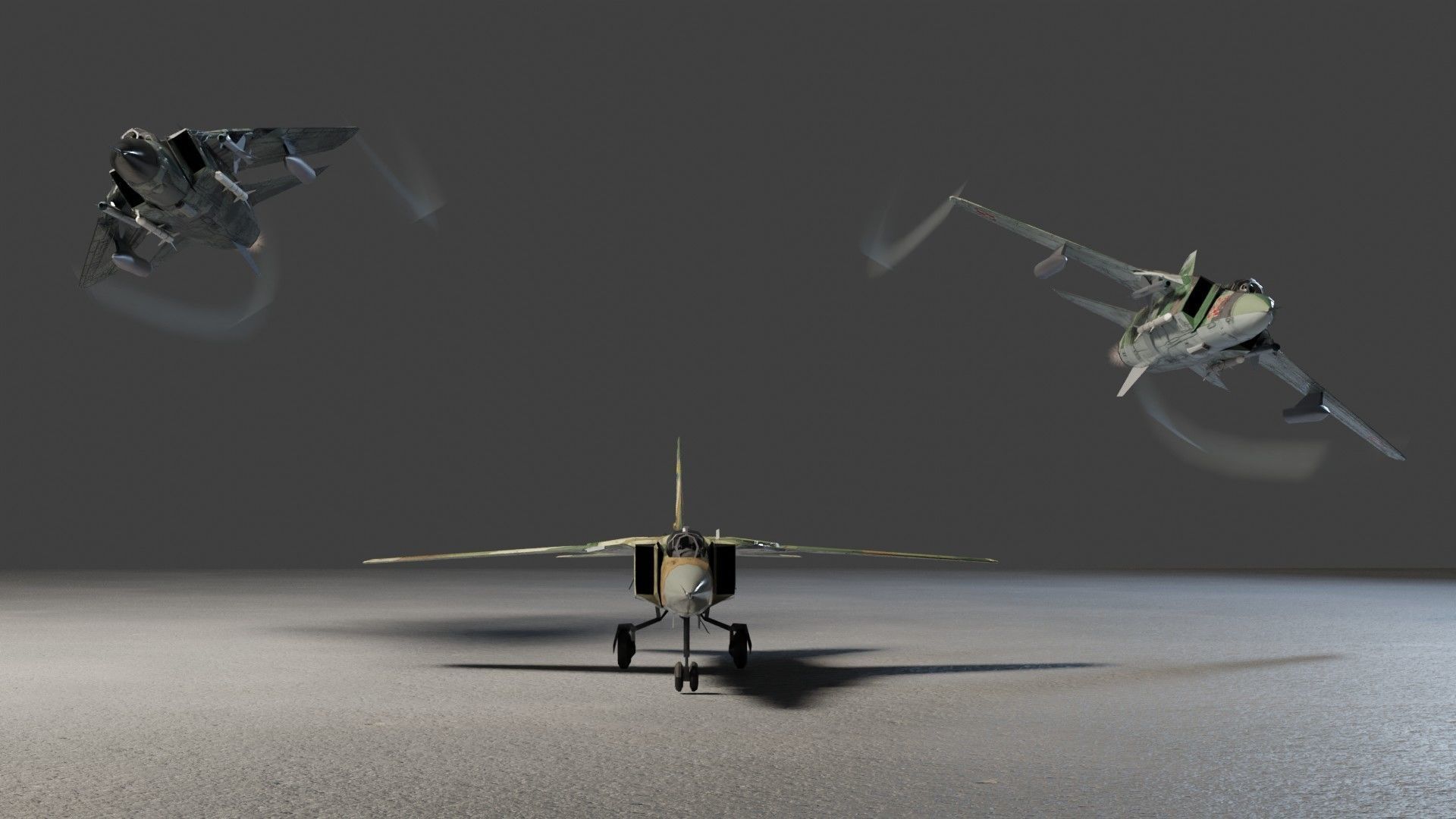 MIG-23 Flogger jet fighter Low-poly 3D model_5