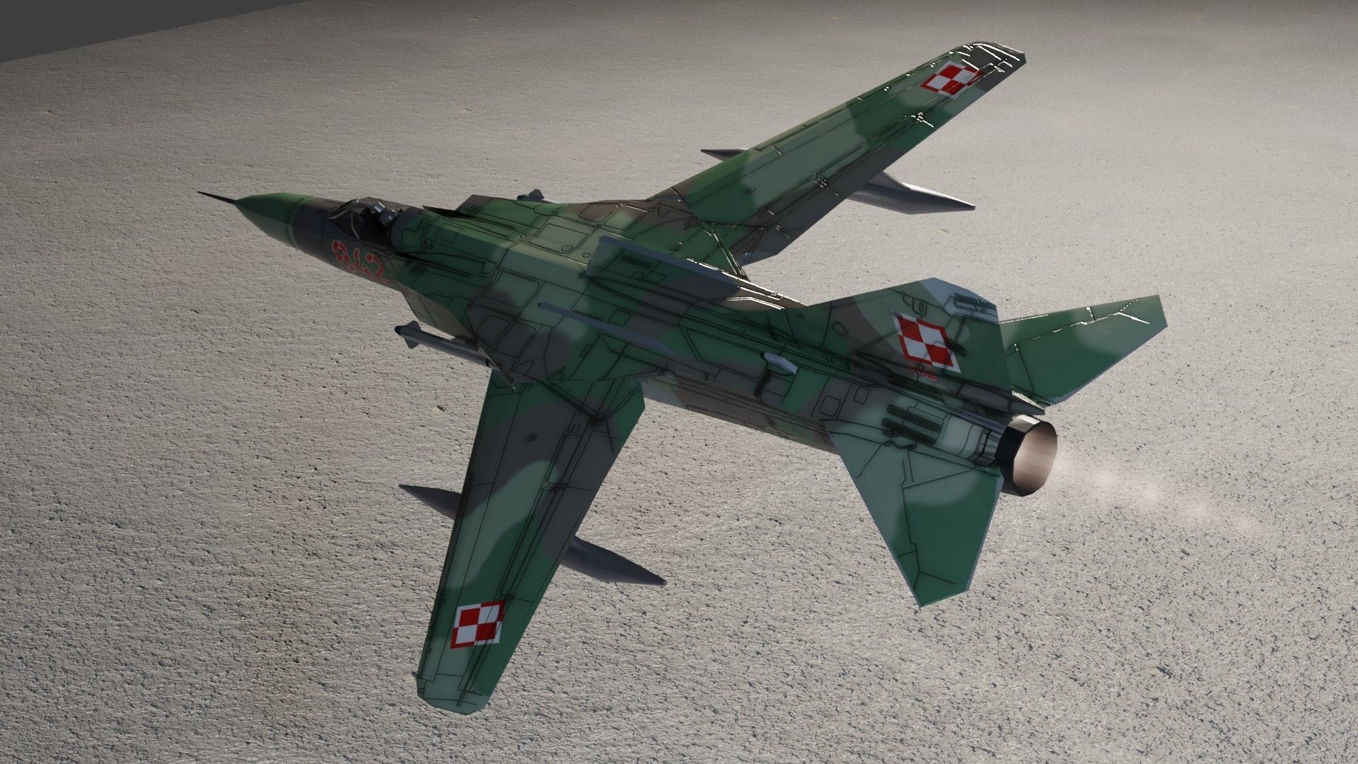 MIG-23 Flogger jet fighter Low-poly 3D model_11