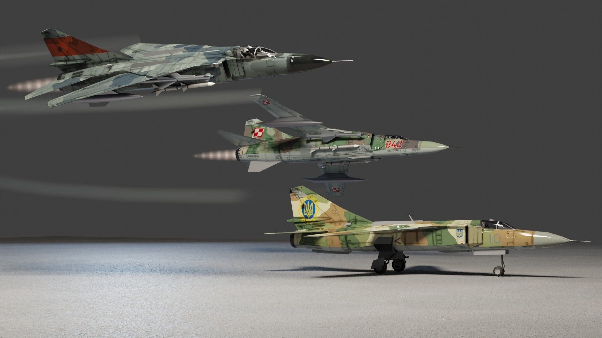 MIG-23 Flogger jet fighter Low-poly 3D model_4