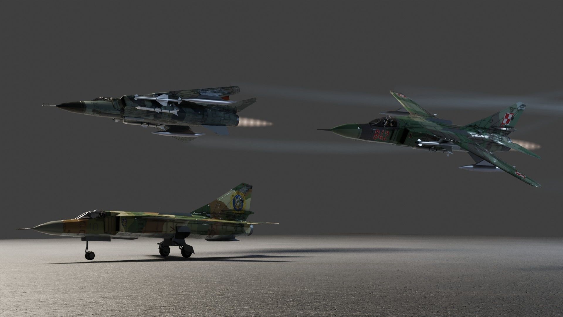 MIG-23 Flogger jet fighter Low-poly 3D model_3