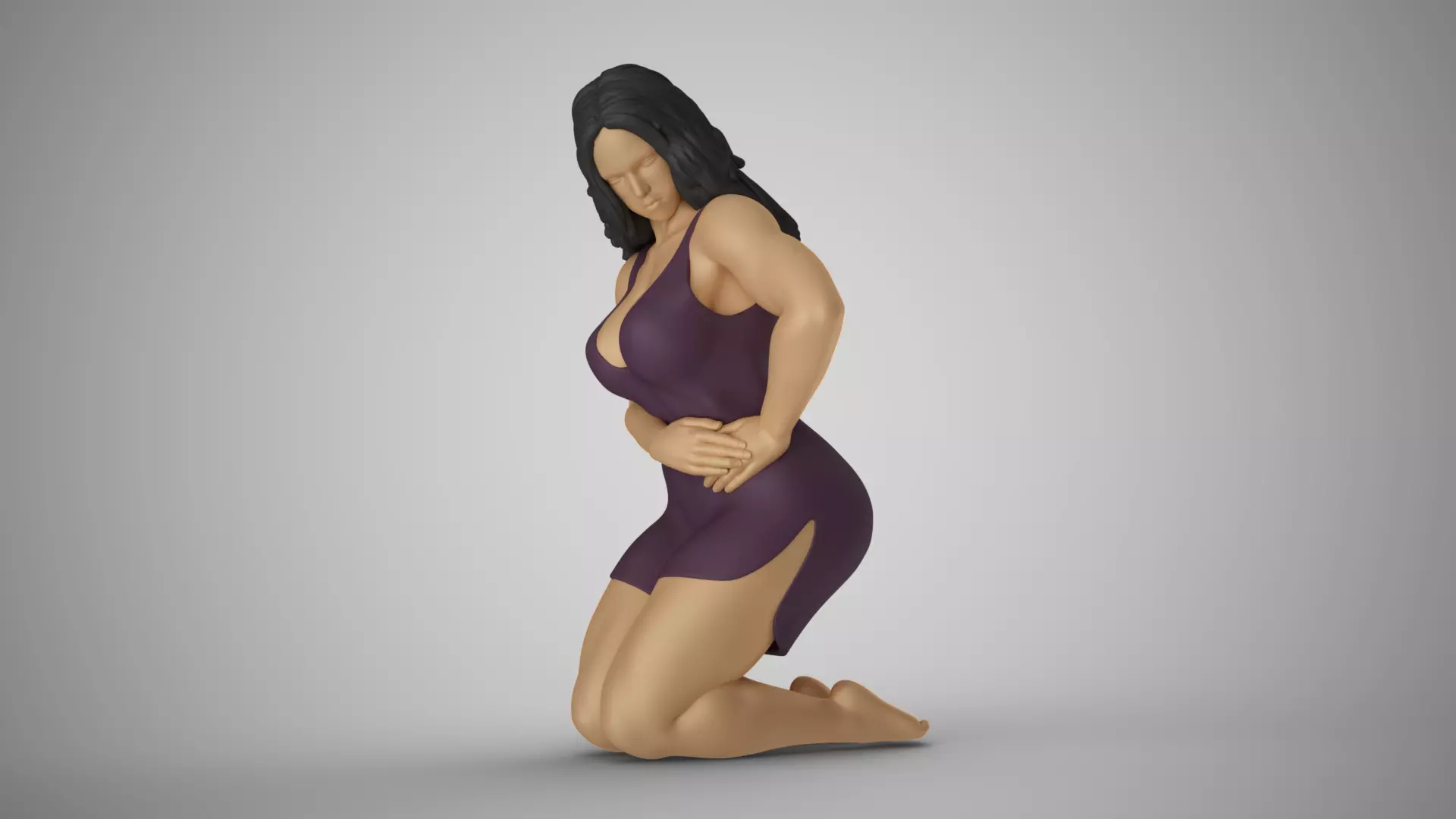 Girl Pressing on Pain 3D print model