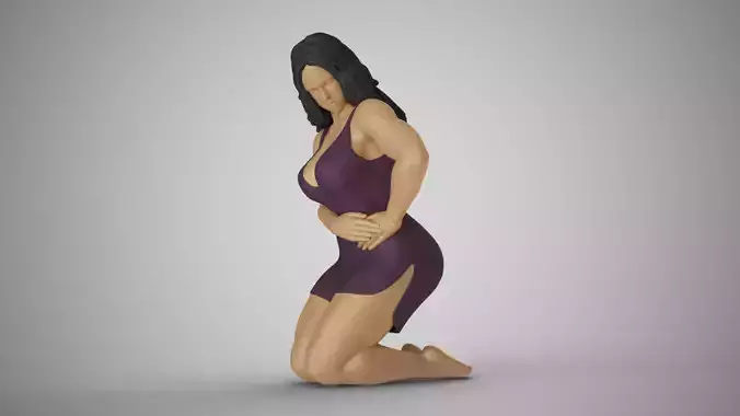 Girl Pressing on Pain 3D print model